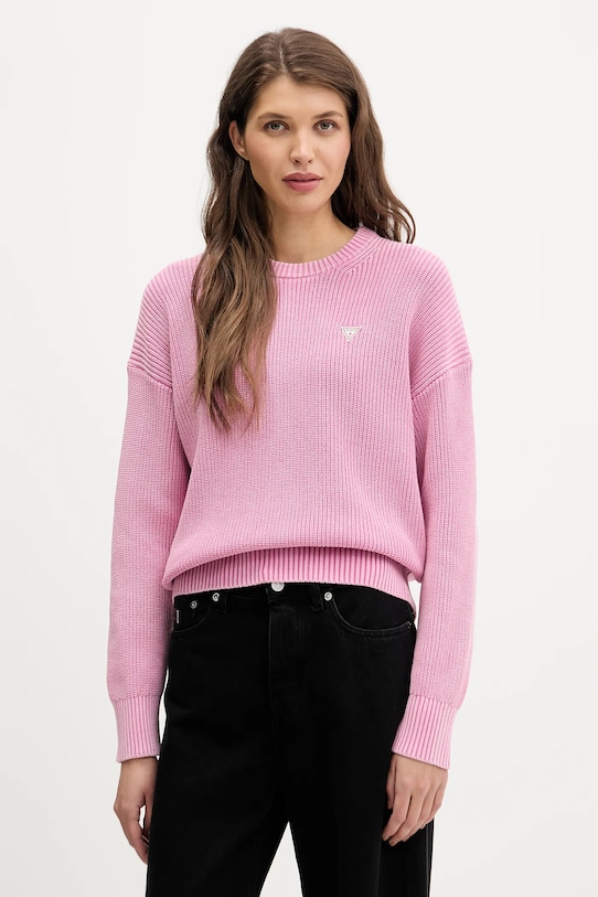 Guess Jeans sweter bawełniany bawełna różowy W6RR20.Z3HM1