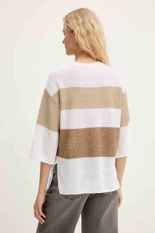 Odzież Marella sweter damski z lnem Emme by Marella 2615361022200 beżowy