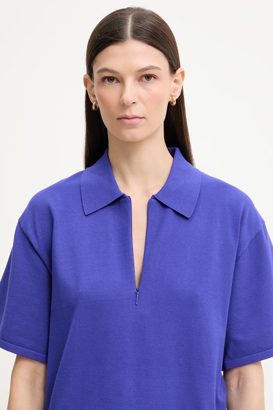 Calvin Klein polo swetrowe damskie z wiskozą niebieski LV044F312G