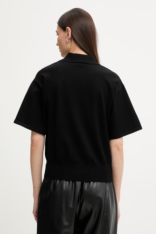 Odzież Calvin Klein polo swetrowe damskie z wiskozą LV044F312G czarny