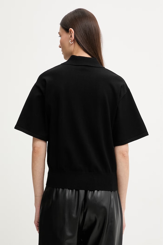 Odzież Calvin Klein polo swetrowe damskie z wiskozą LV044F312G czarny