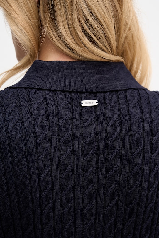 Barbour πουλόβερ γυναικείο βαμβακερό Hartland LKN1631 σκούρο μπλε