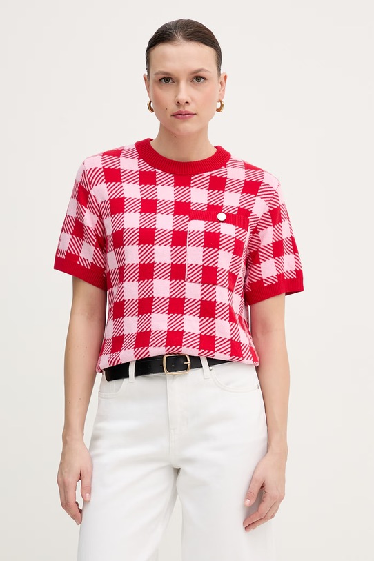 Barbour sweter bawełniany Esther wzorzyste czerwony LKN1753