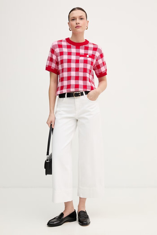 Barbour sweter bawełniany Esther LKN1753 czerwony SS26