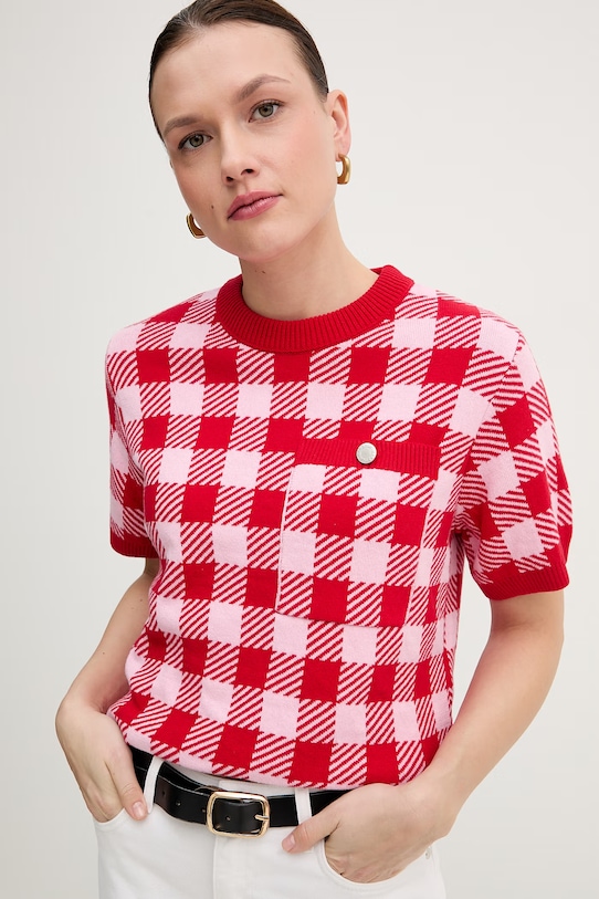 Barbour sweter bawełniany Esther czerwony LKN1753