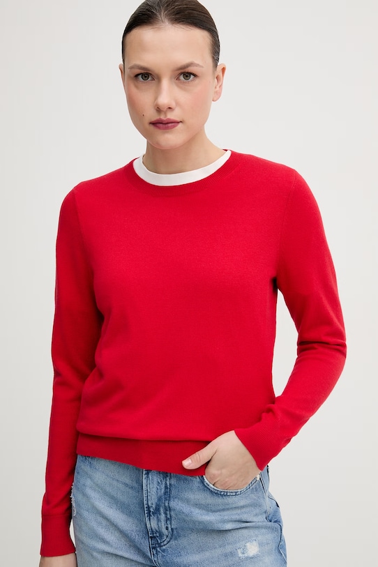 Barbour sweter z dodatkiem wełny Oakley czerwony LKN1763