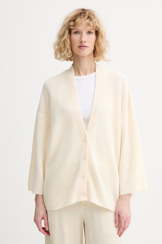 American Vintage kardigan z dodatkiem wełny szpic beżowy DAM19F