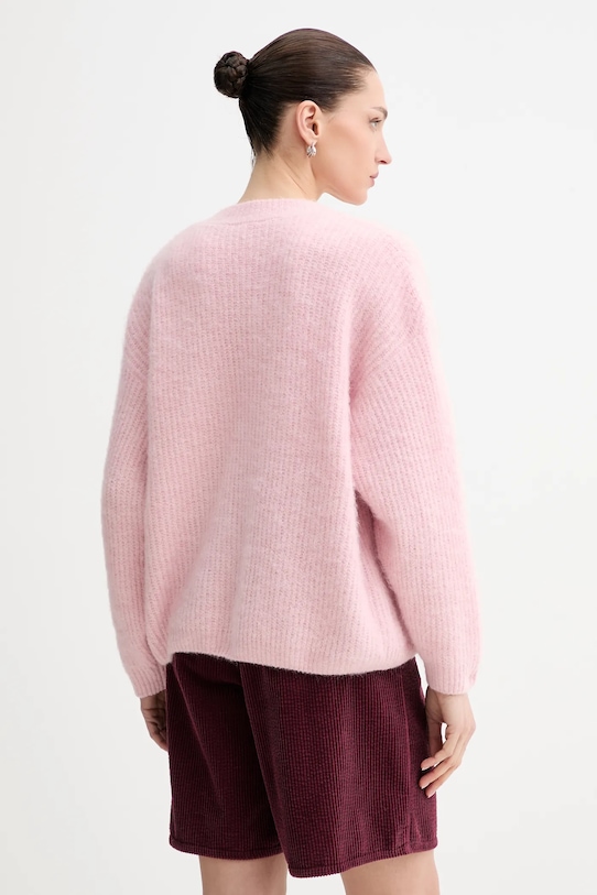 Odzież American Vintage kardigan z dodatkiem wełny EAST19P różowy