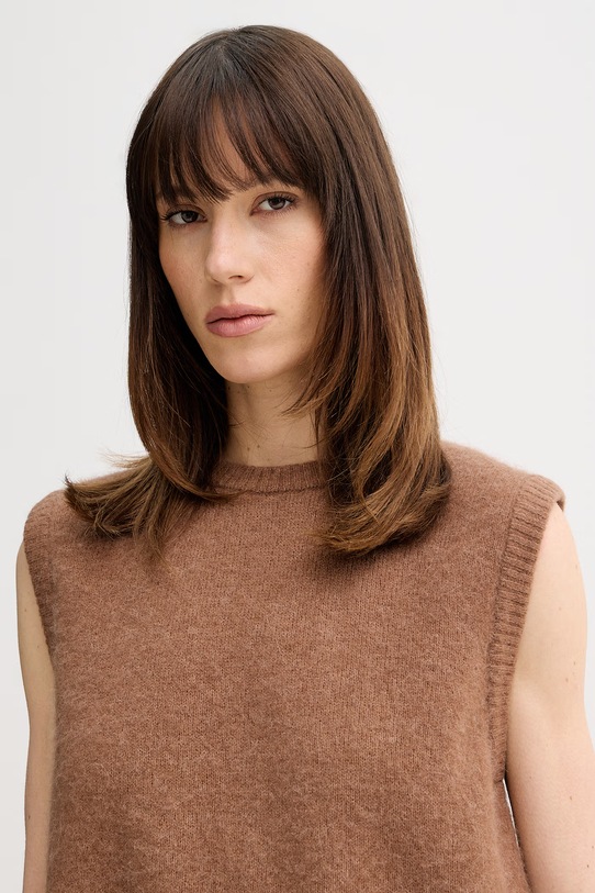 American Vintage kamizelka z dodatkiem wełny brązowy VITO18L