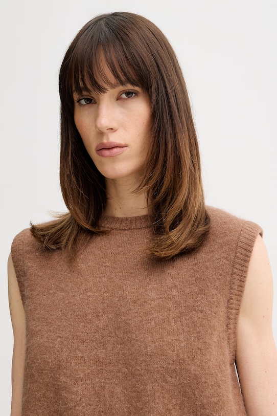 American Vintage kamizelka z dodatkiem wełny brązowy VITO18L