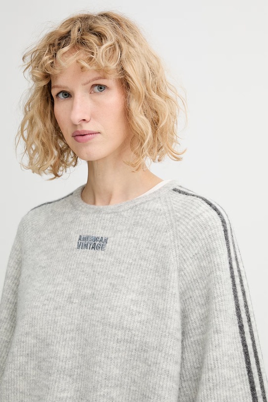 American Vintage sweter z domieszką alpaki szary VITO18N