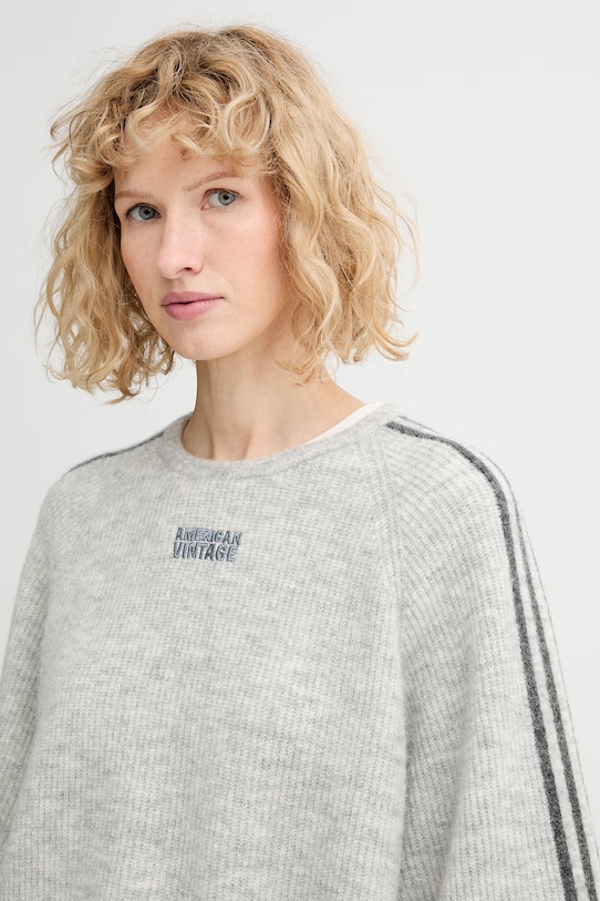 American Vintage sweter z domieszką alpaki szary VITO18N