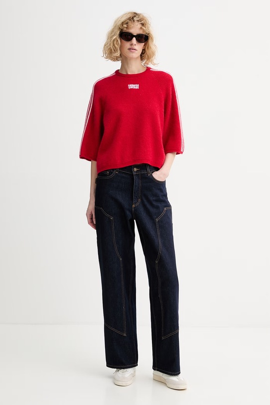 American Vintage sweter z domieszką alpaki VITO18N czerwony SS26