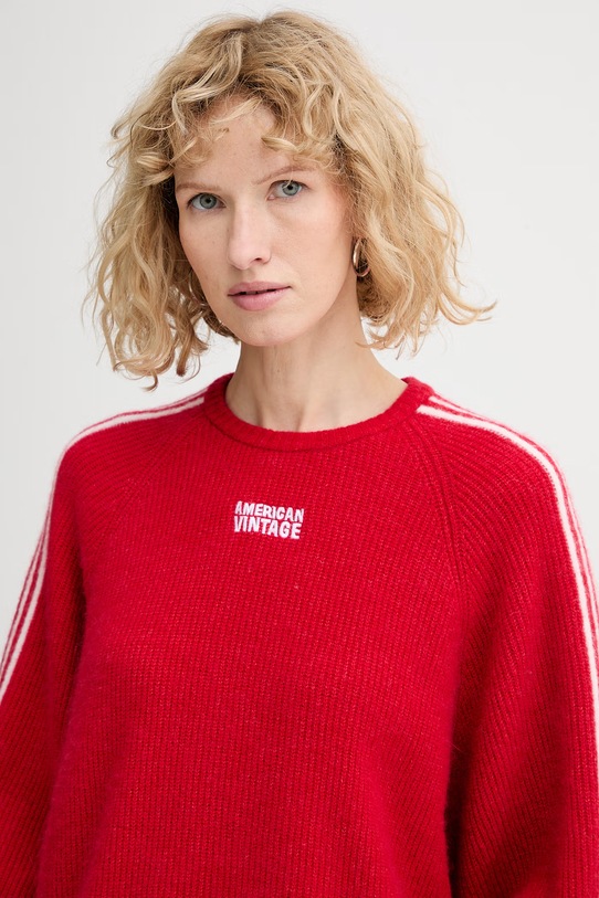 American Vintage sweter z domieszką alpaki czerwony VITO18N