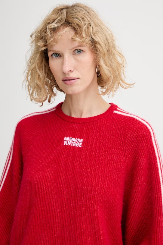 American Vintage sweter z domieszką alpaki czerwony VITO18N