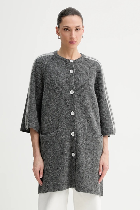 American Vintage kardigan z dodatkiem wełny melanż szary VITO19K