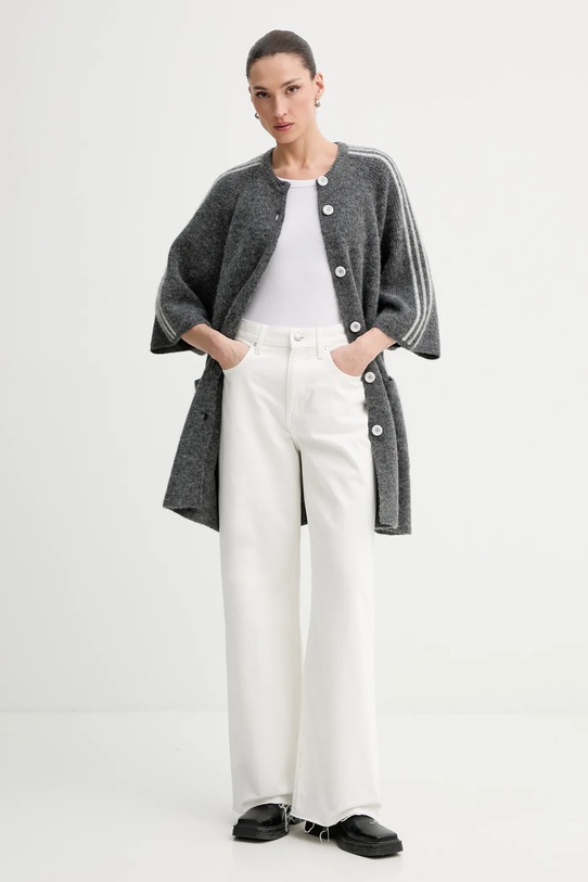 American Vintage kardigan z dodatkiem wełny VITO19K szary SS26