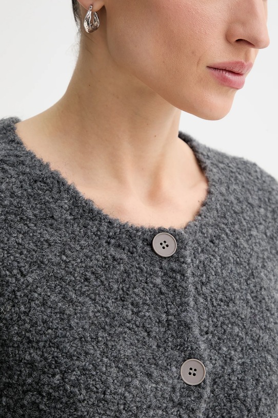 American Vintage kardigan z dodatkiem wełny ZOL19D szary