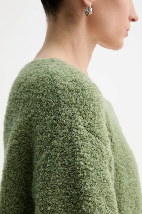 American Vintage kardigan z dodatkiem wełny ZOL19D zielony