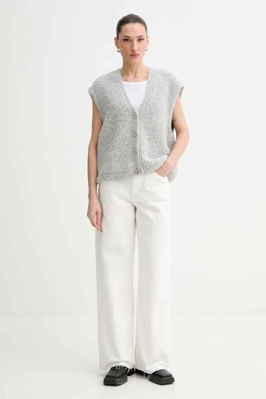 American Vintage kamizelka z dodatkiem wełny ZOL19E szary SS26