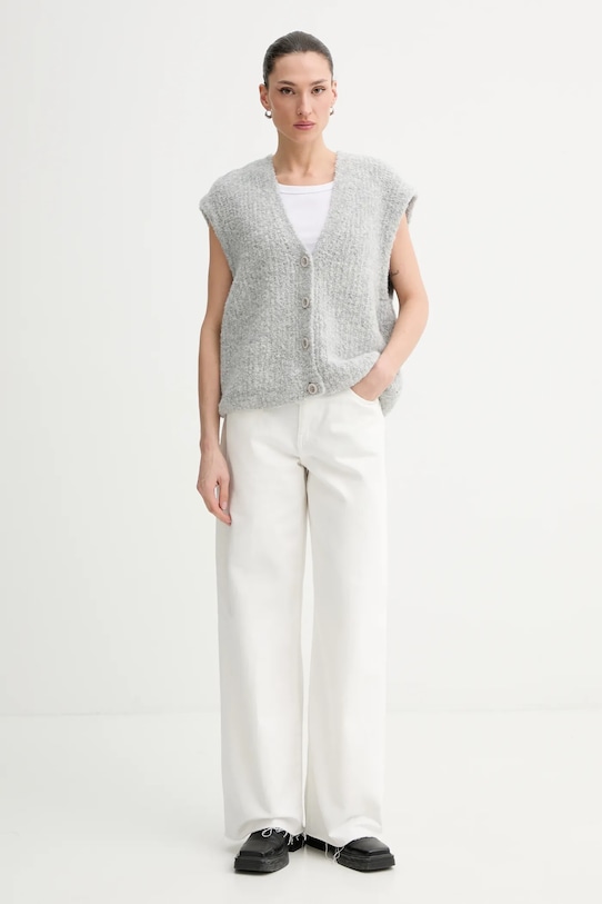 American Vintage kamizelka z dodatkiem wełny ZOL19E szary SS26