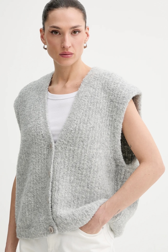 American Vintage kamizelka z dodatkiem wełny szary ZOL19E