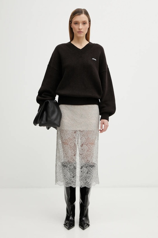 Rotate sweter wełniany 1151411667 brązowy