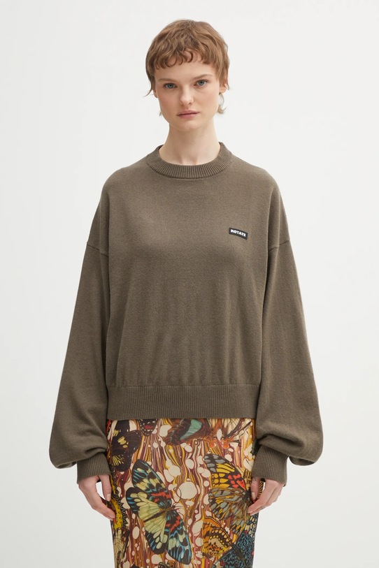 Rotate maglione in lana semplice marrone 1147523084