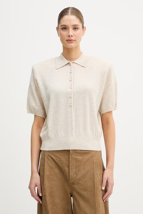 Rotate sweter damski wełniany beżowy 1155771832