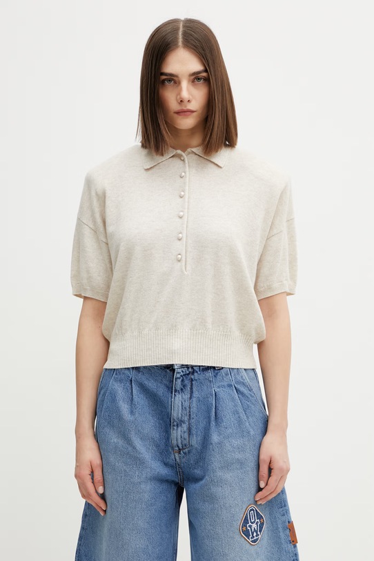 Rotate sweter wełniany damski beżowy 1155771832