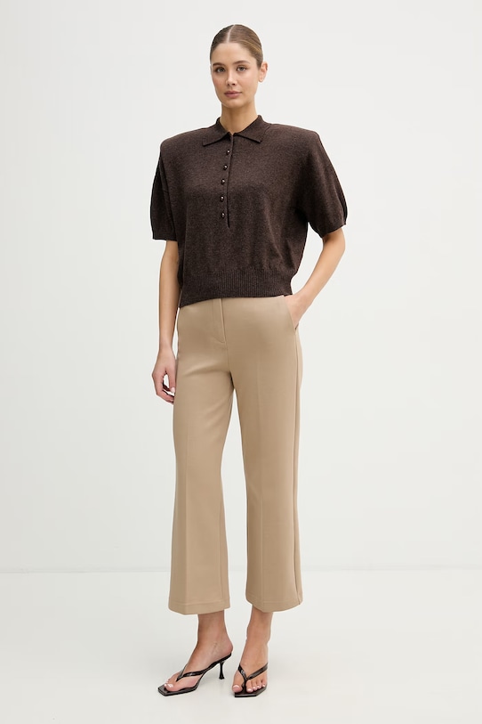 Rotate sweter wełniany damski 1155772037 brązowy SS26