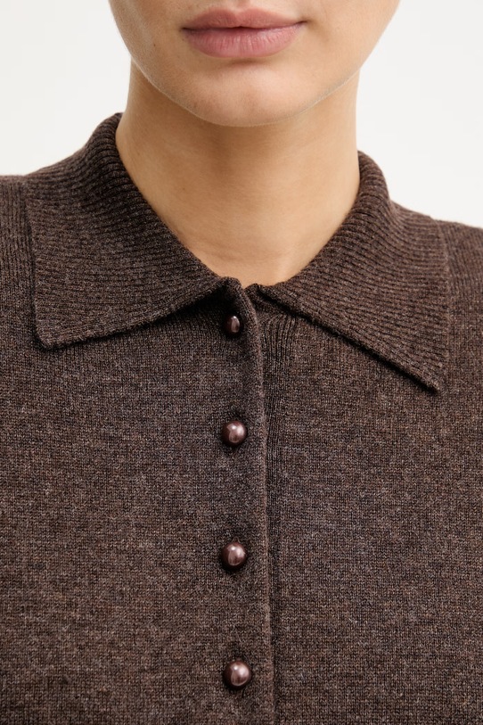 Rotate sweter wełniany damski 1155772037 brązowy