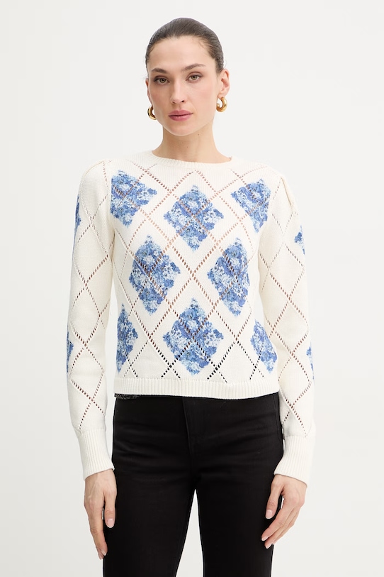 Pamučni pulover Twinset pamuk bež 261TP3450