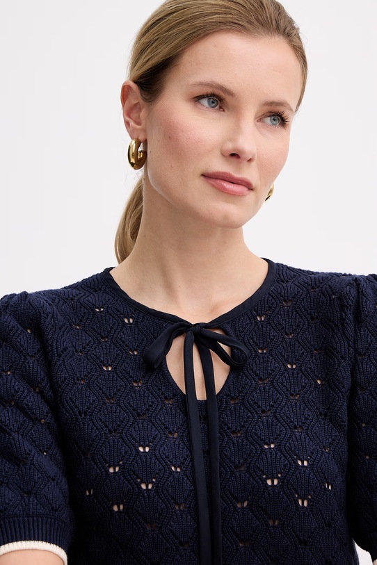 Twinset пуловер дамски от памук тъмносин 261TP3031