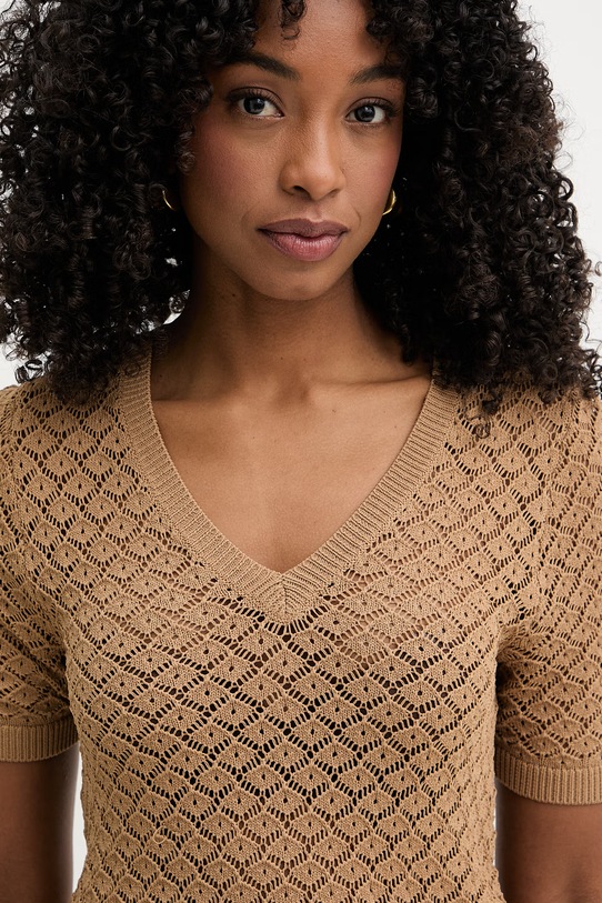 Twinset sweter damski z wiskozą brązowy 261LL3ADD