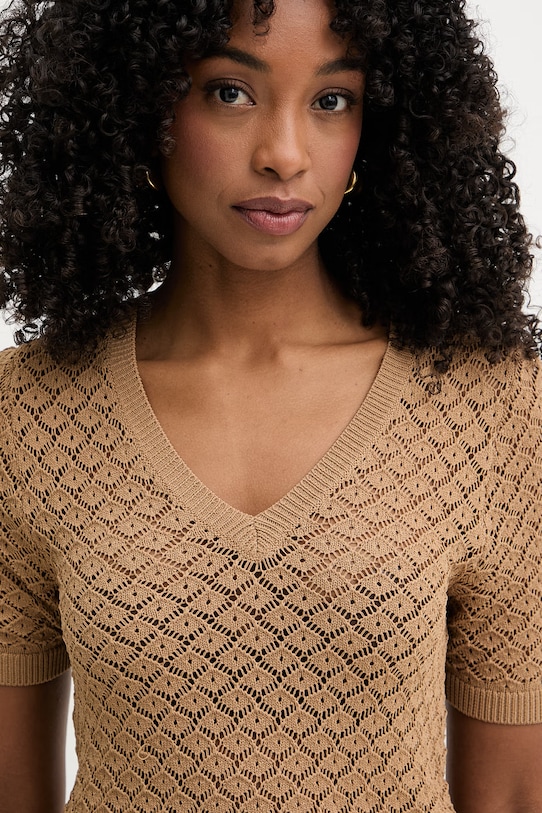 Twinset sweter damski z wiskozą brązowy 261LL3ADD