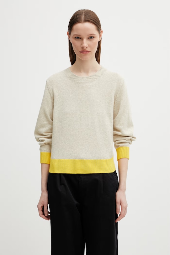 Axel Arigato Rina Gathered Sweater sweter z dodatkiem wełny damski beżowy A3704002