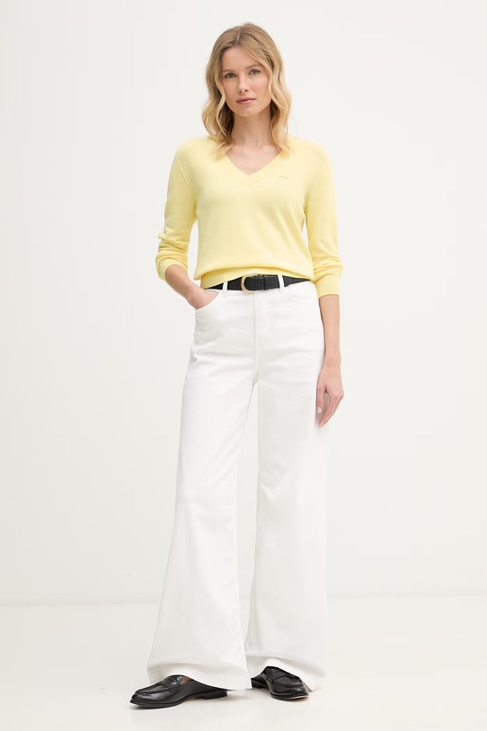 Βαμβακερό πουλόβερ Lacoste AF3964 κίτρινο SS26