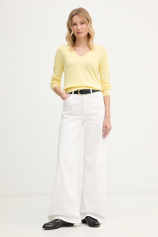 Βαμβακερό πουλόβερ Lacoste AF3964 κίτρινο SS26