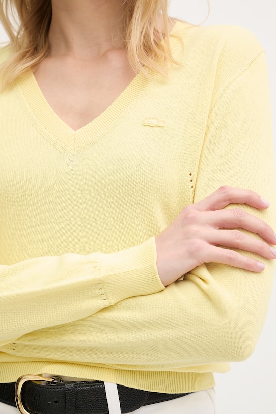 Βαμβακερό πουλόβερ Lacoste AF3964 κίτρινο