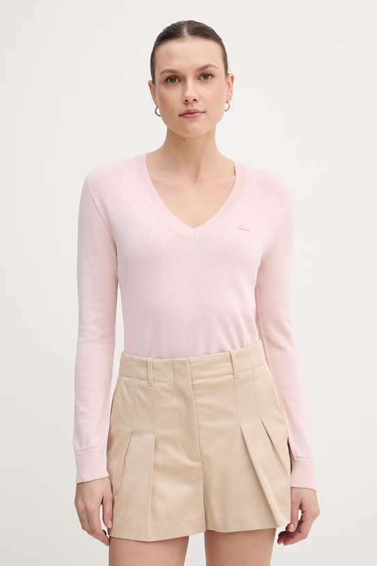 Lacoste sweter bawełniany bawełna różowy AF3964