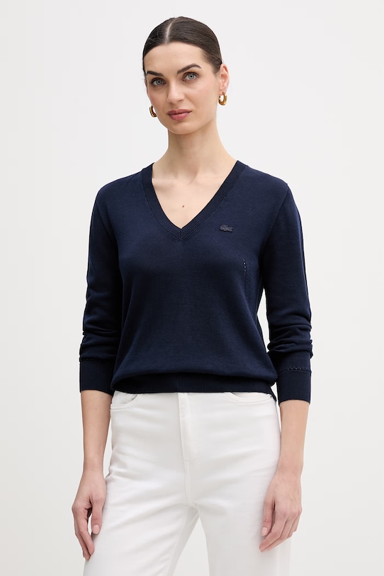 Lacoste sweter bawełniany bawełna granatowy AF3964