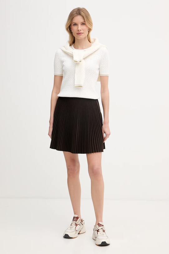 Lacoste T-shirt swetrowy damski z bawełną AF9862 beżowy SS26