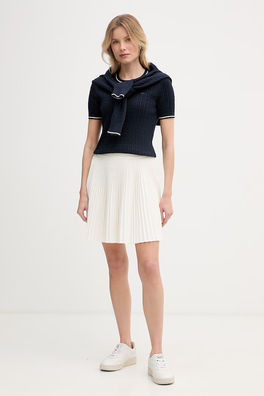 Lacoste T-shirt swetrowy damski z bawełną AF9862 granatowy SS26