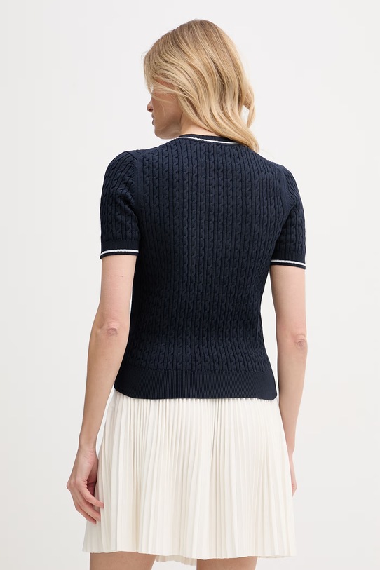 Odzież Lacoste T-shirt swetrowy damski z bawełną AF9862 granatowy