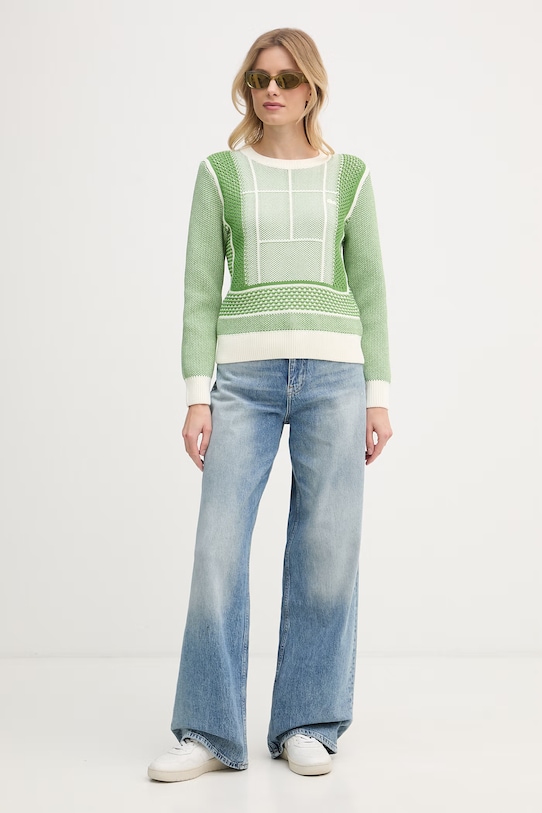 Lacoste sweter damski z bawełną AF9867 zielony SS26