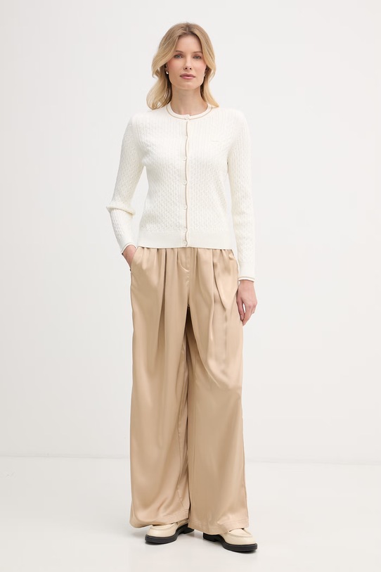 Lacoste kardigán dámsky s bavlnou AF9872 béžová SS26