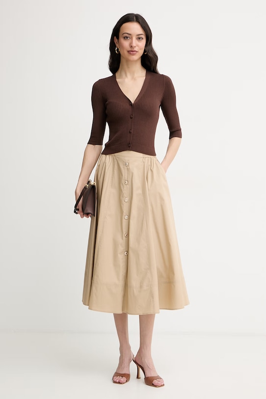 Twinset kardigan za žene s dodatkom svile 261TT3182 smeđa SS26