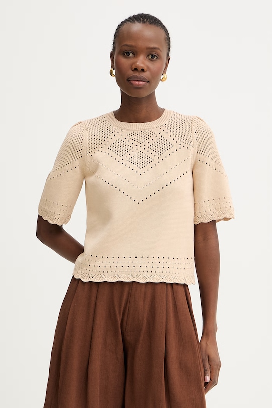 Twinset pulover za žene od pamuka bež 261TT3081