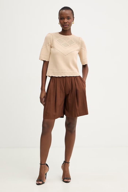 Twinset pulover za žene od pamuka 261TT3081 bež SS26